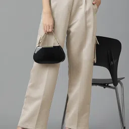 Kotty Beige Regular Fit High Rise Cargo Pants image 1
