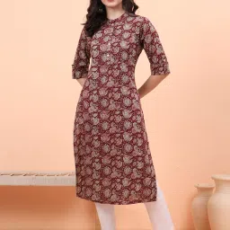 Aravalii Maroon Printed Kurti image 1