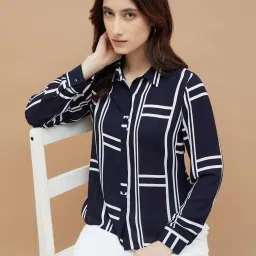 Code By Lifestyle Blue Regular Fit Printed Shirt image 1