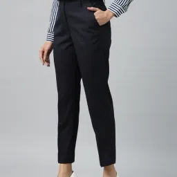 Hancock Navy Viscose Rayon Solid Formal Trouser image 3