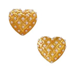OOMPH Gold Heart Large with PearlsStuddedStud Earrings image 2