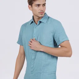 Celio Men Classic Fit Solid Regular Fit Cotton Double Cloth Casual Shirt image 3