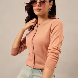 The Roadster Lifestyle Co Round Neck Long Sleeve Cardigan Sweaters-image-51