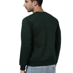 Ad By Arvind Green Cotton Slim Fit Sweatshirt image 2