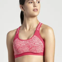 Jockey 1380 Women's Wirefree Padded Super Combed Cotton Elastane Active Bra (Prints May Vary) image 1