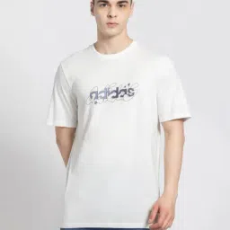 adidas Off White Regular Fit Printed Cotton Sports T-Shirt-image-6