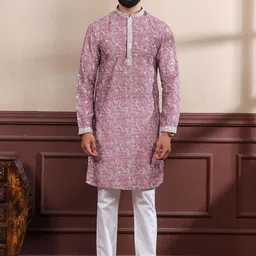 Koshin Men Ethnic Motifs Printed Kurta with Trousers-picture-16