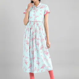 Aurelia Blue Printed A Line Kurta image 1