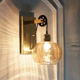 Kapoor Lamp Shades Ambre Single Light Wall Light In Amber & Brass Finish image 3