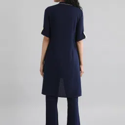 Aurelia Navy Cotton High Low Kurta image 2