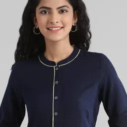 Aurelia Navy Cotton High Low Kurta image 5