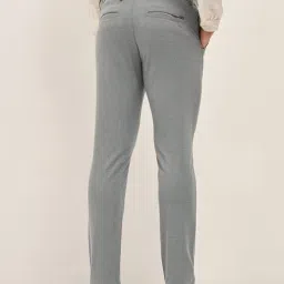 The Bear House Grey Polyester Slim Fit Solid Formal Trousers image 2