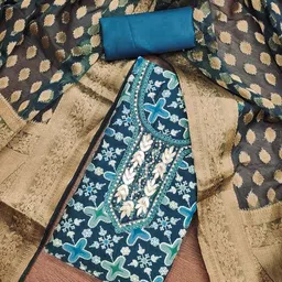 SHADOW & SAINING Embellished Organza Semi-Stitched Dress Material-picture-11