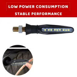 Allextreme EXBILW2 Bar Style 9 LED Side Indicator Light Front Rear Universal Fit Turn Signal Lamp for Bikes and Motorcycles (White, 2 PCS) image 3