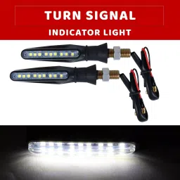 Allextreme EXBILW2 Bar Style 9 LED Side Indicator Light Front Rear Universal Fit Turn Signal Lamp for Bikes and Motorcycles (White, 2 PCS) image 5