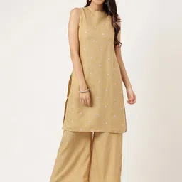 aayusika Women Solid Embroidered Kurta with Trousers-picture-41
