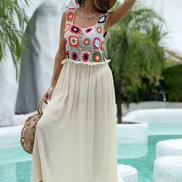 JC Mode Women Crochet Embroidered Round Neck Swimwear Cover up Top-image-79