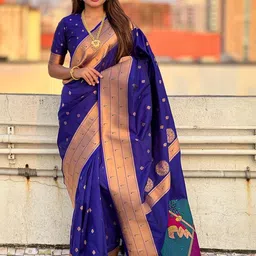 ELITE WEAVES Ethnic Motifs Woven Design Zari Banarasi Saree-picture-23