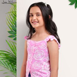arias by lara dutta Arias Rayon Top with Back Smocking and Tiedye Print - Pink-picture-17