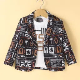 Dapper Dudes Full Sleeves Abstract Printed Blazer With Tee - Black-picture-26