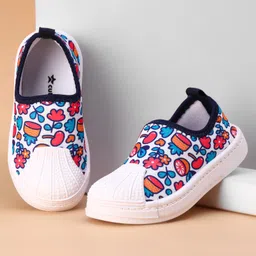 Cute Walk by Babyhug Slip OnCasual Shoes with Floral Print - White Blue & Red-picture-17