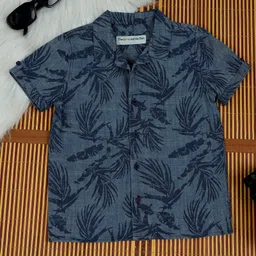 The Lion and the Fish Half Sleeves Palm Trees Printed Shirt - Captain Blue-picture-14