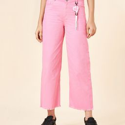 Coolsters by Pantaloons Cotton Solid Jeans With Heart Designed Key Chain - Pink-picture-33