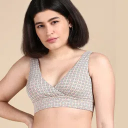 &Circus Modal X Alphabet Printed Maternity Bra With Nursing Access - Brown-picture-18