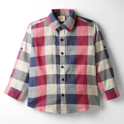 Rikidoos Cotton Woven Full Sleeves Checked Shirt - Maroon & Blue image 2