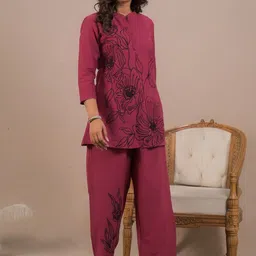 Readiprint Embroidered Mandarin Collar Tunic With Trousers Co-Ords Set image 5
