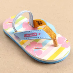 Cute Walk by Babyhug Flip Flops with Back Strap Floral Print - Pink image 3