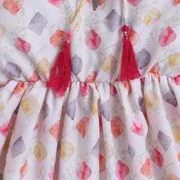 The Magic Wand Cotton Three Fourth Bell Sleeves Abstract Printed Top - Off White image 4