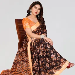 Moda Rapido Floral Printed Pure Georgette Saree image 3