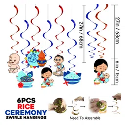 Zyozi Annaprasanam Swirls Hanging with Cardstock Cutout Banner Balloon Photo Booth Props -  Pack of 56 image 5
