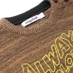 Wingsfield Full Sleeve Typography  Embroidered Pullover - Brown image 5