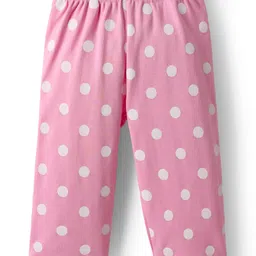 Babyhug Single Jersey Knit Full Sleeves Co-ords Top & Leggings Set with Polka Dot Print - Pink image 5