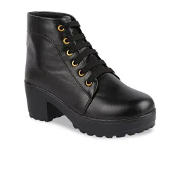 Shoetopia Black Flatform Heeled Boots image 5