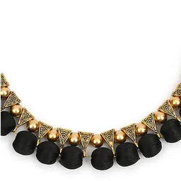 AKSHARA Gold-Plated Black Beaded Handcrafted Choker Necklace image 3