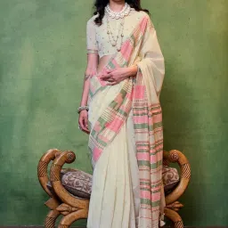 Elora Off-White Woven Saree With Unstitched Blouse image 1