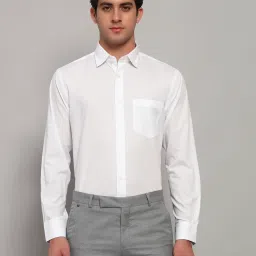Cantabil White Regular Fit Solid Formal Shirt image 1