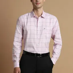 Allen Solly Pink Cotton Slim Fit Checks Shirts-picture-18