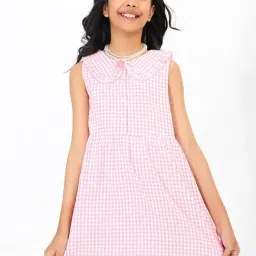 Bonkids Checked Cotton A-Line Above Knee Length Dress-picture-24