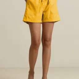 trueBrowns Yellow Plain Shorts image 1