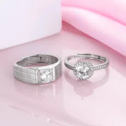 Zavya 925 Silver Forever Yours Rhodium-Plated Adjustable Ring for Unisex image 1