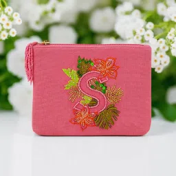 Accessorize London Pink & Green Embellished Pouch image 1