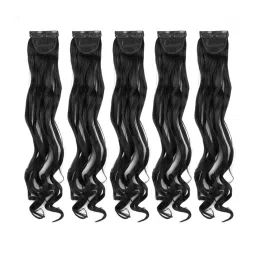 Stasia Street Clip-In Curly Natural Black Side Patches (5pcs Set) - 20 Inches image 1
