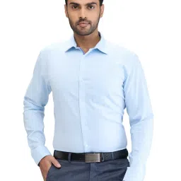 Park Avenue Blue Slim Fit Texture Shirt image 1