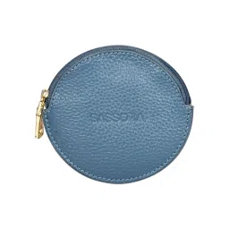 SASSORA QIU Blue Leather Textured Pouch image 1