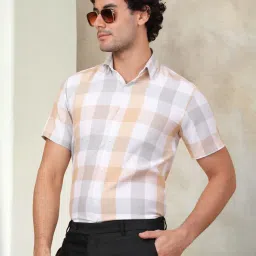 Indian Needle Cream Ragular Fit Checks Shirt image 1