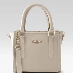 Carlton London Beige Medium Leather Satchel image 1